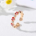 Ρυθμιζόμενο χρυσό δαχτυλίδι με καρδιά Evil Eye και λαμπερά στρας σε ρετρό στυλ - Ένα μέγεθος / Κόκκινη Καρδιά