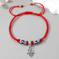 Handwoven red string bracelet with Hamsa Hand pendant and evil eye beads charm - Hamsa Hand Red Rope