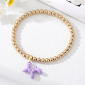 Bracciale alla moda con perline dorate e ciondolo a forma di cane palloncino viola opaco - Viola