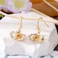 Pendientes de gancho de ojo turco dorados con colgante de cristal talla marquesa - Ojo Amarillo