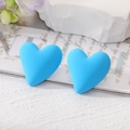 Chic royal blue heart stud earrings with matte finish on elegant decorative background - Sky Blue