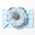 Bandeau bébé bleu avec grande fleur en jacquard multicouche pour nourrissons - Bleu