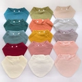 Set of 15 cotton muslin baby bibs with adjustable snap buttons in assorted colors - 15 Color Mixed