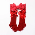 Baby Haarband und Socken Set in Rot mit großen Schleifen und rutschfester Sohle - Rot