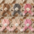 Cozy baby bear neck warmer in six colors with pompom and plush bear design - 80cm / 6 Colors Mixed