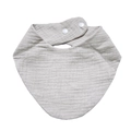 Detail of soft organic cotton muslin baby bib with adjustable snap buttons and crinkle texture - Gray