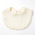 Creamy white double-layer cotton gauze baby bib with exquisite hollow lace trim - Beige