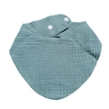 Blue soft cotton muslin baby bandana bib with adjustable snap buttons on white background - Navy Blue