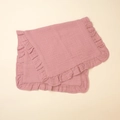 Detail view of the pink ruffled muslin cotton burp cloth with soft crinkle texture - Dark Mauve
