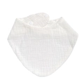 Detailed view of white cotton gauze baby bib with breathable texture and snap buttons - White
