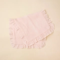 Pink cotton gauze baby burp cloth with ruffled edges and soft textured muslin fabric - Light Pink