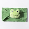 Bandeau bébé vert en maille torsadée avec décoration de grenouille en peluche 3D mignonne - Grenouille / Vert