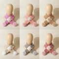 Cozy cartoon animal knit scarves for kids with plush bear charms and soft pom poms - Mixed 6 Colors