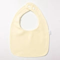 Detail of light yellow cotton baby bib showing soft knit texture and dual snap buttons - Warm Yellow
