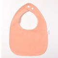 Detailansicht des korallenorangen Baby-Latzes aus Baumwolle mit verstellbaren Druckknöpfen - Orange