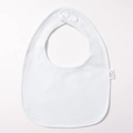 Detail of soft 100% cotton white U-shape baby bib with snap buttons and stitching - Light Blue Zircon