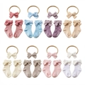 8-pack cotton baby headband and socks set with bows in assorted pastel colors - 8-Color Mix