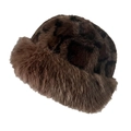 Winter faux fur leopard print plush hat for children in a deep brown finish - Dark Brown Leopard Style (B)