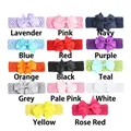 Detailed palette of 14 colorful crochet baby headbands with ribbed grosgrain ribbon bows - 14 Colors Mixed