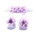 Detail of lavender chiffon flower set with pearls and rhinestones for baby headbands - Light Purple