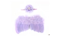 Set dettagliato con fascia a fiori in chiffon viola e ali di piume per foto neonati - Viola