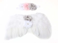 Detalle del set de fotografía para bebé con alas de plumas blancas y diadema floral - Blanco