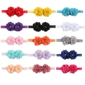 Lot de 15 bandeaux bébé colorés avec fleurs en mousseline, perles et paillettes sur blanc - Pack de 15 couleurs mixtes
