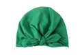 Detalle del turbante para bebé en color verde esmeralda con lazo grande y costuras limpias - Verde