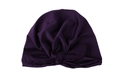 Detail of soft dark purple baby turban hat with large decorative knotted rabbit ears bow - Dark Purple