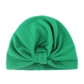 Bohemian style green knotted baby turban hat in breathable cotton for newborns and toddlers - Green