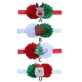 Detail view of four Christmas baby headbands with reindeer, tree, and Santa motifs - Multicolor Style Mix