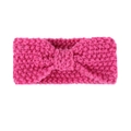 Detailed texture of rose pink knitted headband with a large bow for baby girls - Rose Red