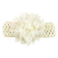 Fascia elastica bianca per neonati con un delicato fiore di chiffon color crema - Beige