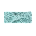 Close-up of mint green chunky knit baby headband with a twisted knot design for winter - Mint Green