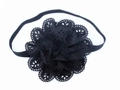 Fascia elastica per neonati con un grande fiore in tessuto nero tagliato al laser - Nero