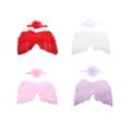 Ensembles d'ailes d'ange et bandeau fleur pour bébé en rouge, blanc, rose et mauve - 4 Couleurs Mélangées