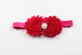 Détail du bandeau rose en mousseline rouge avec perles et strass pour bébés filles - Rouge Rose
