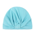 Bonnet turban bébé bleu ciel avec nœud bohème en coton doux et extensible - Bleu