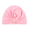 Pink bohemian style knotted baby turban hat made of soft knitted fabric for infants - Pink