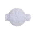 Elastic white lace flower headband for infants with layered chiffon design for baby girls - White