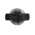 Elastic black lace baby headband featuring a large multilayered chiffon flower accent - Black