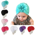 Bonnet turban bébé style bohème avec grande fleur découpée au laser en sept couleurs - Mélange Assorti de 7 Couleurs