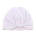 Soft light pink baby turban hat with Bohemian knot detail for infants and toddlers - White