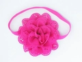 Bandeau élastique pour bébé avec fleur rose fushia découpée au laser et motifs cœurs - Rose rouge
