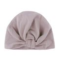 Bonnet turban bohème pour bébé avec nœud en maille de coton extensible rose poudré - Gris