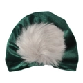 Cappello a turbante in velluto verde scuro per neonati con pompon in ecopelliccia - Taglia unica / Verde