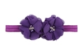 Fascia per neonati viola scuro con due fiori in chiffon fatti a mano e strass - Viola