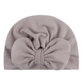 Soft baby knot turban hat in dusty purple with large decorative bow accent - Gray