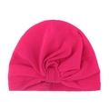 Bonnet turban bébé rose fuchsia avec nœud bohème doux pour nourrissons et nouveau-nés - Rose rouge