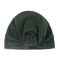 Bonnet turban bébé vert foncé avec nœud frontal en tissu doux et texturé - Vert Foncé